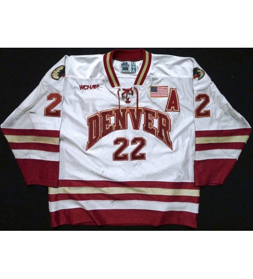 Custom NCAA 2002-03 Denver Pioneers 22 Kevin Doell Hockey Jersey Home White